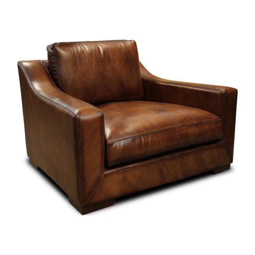 GTR Leather Ramba 100% Top Grain Contemporary Club Armchair with Deep Seat