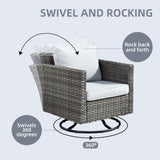 Ovios 7 Pieces Outdoor Patio Furniture with Rectangle Fire Pit Table All Weather Wicker Sectional Set with 360° Swivel Rocking Chair for Porch 5