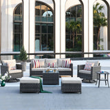 Ovios Outdoor Patio Furniture Set with 360 Degree Swivel Rocking Chairs 7 Pieces All Weather Wicker Patio Sectional Sofa with Coffee Table 2