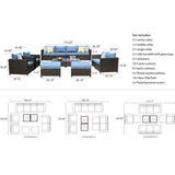 Ovios 12 Pieces Patio Furniture Set, PE Rattan Outdoor Sectional Furniture Sofa Set, Wicker Patio Conversation Set with Coffee Table for Backyard 4
