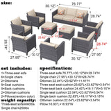 Ovios 9 Piece Outdoor Furniture All Weather Patio Conversation Chair Set Wicker Sectional Sofa with Soft Cushions for Garden Backyard 6