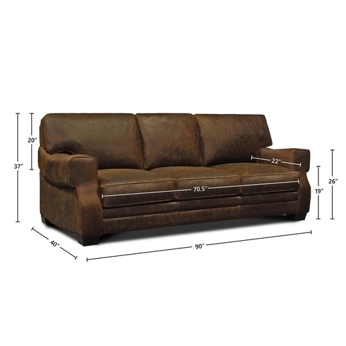 GTR Leather Cordova 100% Top Grain  Mid-century Sofa
