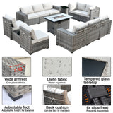 Ovios 13 Pieces Outdoor Patio Furniture with Fire Pit Table All Weather Wicker Sectional Set for Porch 3