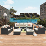 Ovios 12-piece Sunbrella & Olefin Fabric Patio Furniture Conversation Set Beige-Olefin 2