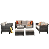 Ovios 8 Pieces Outdoor Furniture All-Weather Patio Conversation Set Wicker Sectional Couch with Cushions 2
