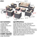 Ovios 10 Pieces Outdoor Patio Furniture with 360° Swivel Rocking Chairs All Weather Patio Sectional Sofa Set for Balcony 3