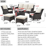 Ovios 7 Pieces Outdoor Patio Furniture with 30 inch Fire Pit Table All Weather Wicker Conversation Set with 360°Swivel Chair for Porch Metal Frame 6