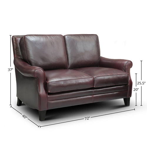 GTR Leather Adriana 100% Top Grain  Traditional Loveseat
