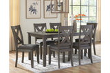 Caitbrook Gray Dining Table and Chairs, Set of 7 1