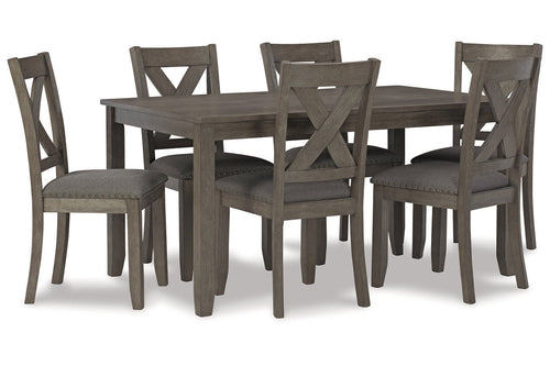 Caitbrook Gray Dining Table and Chairs, Set of 7