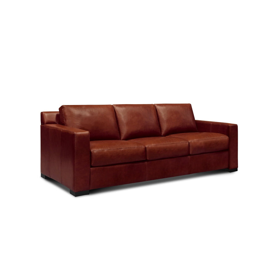 GTR Leather Santiago 100% Top Grain  Mid-century Sofa, Russet Brown