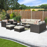 Ovios 12-piece Sunbrella & Olefin Fabric Patio Furniture Conversation Set Beige-Olefin 1