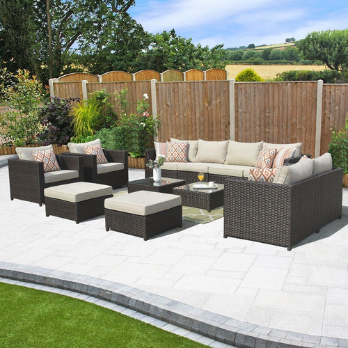 Ovios 12-piece Sunbrella & Olefin Fabric Patio Furniture Conversation Set Beige-Olefin