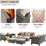 Ovios 8 Pieces Outdoor Furniture All-Weather Patio Conversation Set Wicker Sectional Couch with Cushions 4