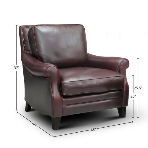 GTR Leather Adriana 100% Top Grain  Traditional Armchair
