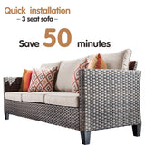 Ovios 8 Pieces Outdoor Furniture All-Weather Patio Conversation Set Wicker Sectional Couch with Cushions 6