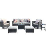 Ovios Outdoor Patio Furniture Set with 360 Degree Swivel Rocking Chairs 7 Pieces All Weather Wicker Patio Sectional Sofa with Coffee Table 3