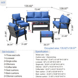 Ovios 7 Pieces Outdoor Furniture All-Weather Patio Conversation Set Wicker Sectional Sofa with 5" Cushions 5