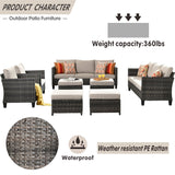Ovios 8 Pieces Outdoor Furniture All-Weather Patio Conversation Set Wicker Sectional Couch with Cushions 3