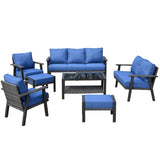 Ovios 7 Pieces Outdoor Furniture All-Weather Patio Conversation Set Wicker Sectional Sofa with 5" Cushions 2