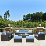 Ovios 12 Pieces Patio Furniture Set, PE Rattan Outdoor Sectional Furniture Sofa Set, Wicker Patio Conversation Set with Coffee Table for Backyard 1