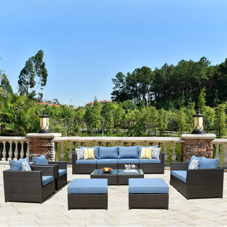 Ovios 12 Pieces Patio Furniture Set, PE Rattan Outdoor Sectional Furniture Sofa Set, Wicker Patio Conversation Set with Coffee Table for Backyard