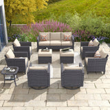 Ovios 10 Pieces Outdoor Patio Furniture with 360° Swivel Rocking Chairs All Weather Patio Sectional Sofa Set for Balcony 1