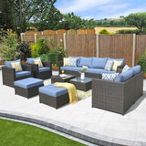 Ovios 12-piece Sunbrella & Olefin Fabric Patio Furniture Conversation Set Beige-Olefin 3